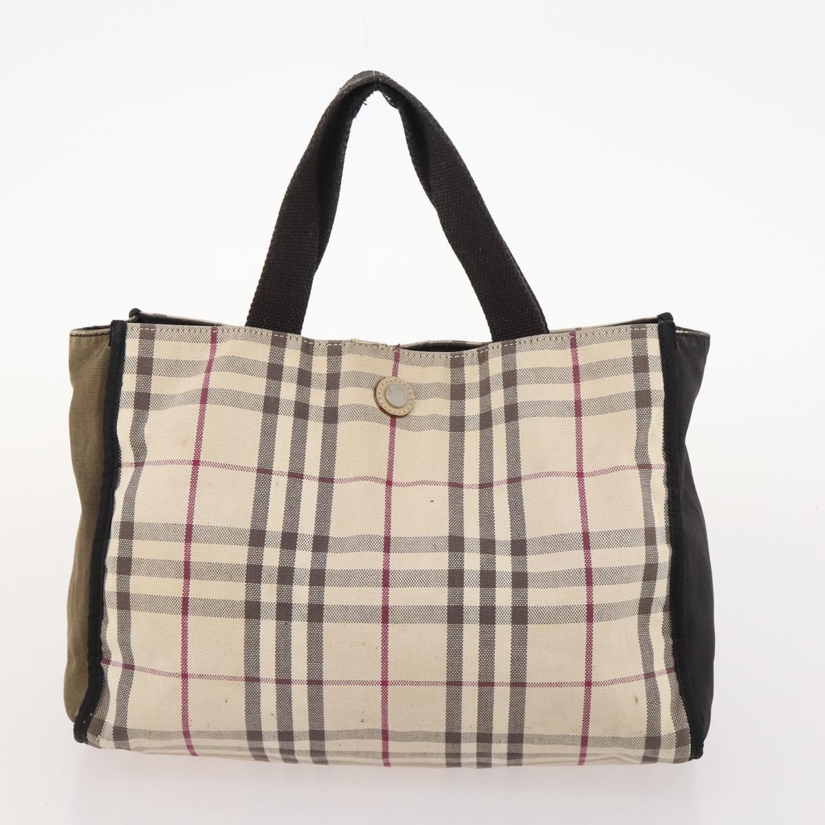 BURBERRY Nova Check Blue Label Bag Canvas nylon 5 Set Black Blue Auth fm5240