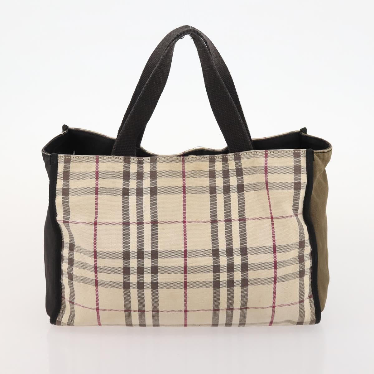 BURBERRY Nova Check Blue Label Bag Canvas nylon 5 Set Black Blue Auth fm5240