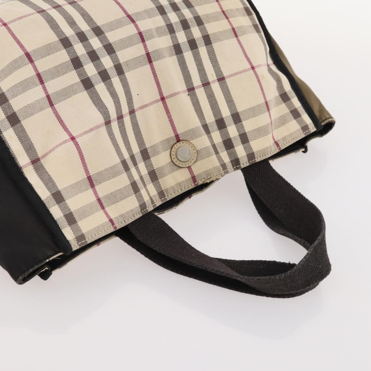 BURBERRY Nova Check Blue Label Bag Canvas nylon 5 Set Black Blue Auth fm5240