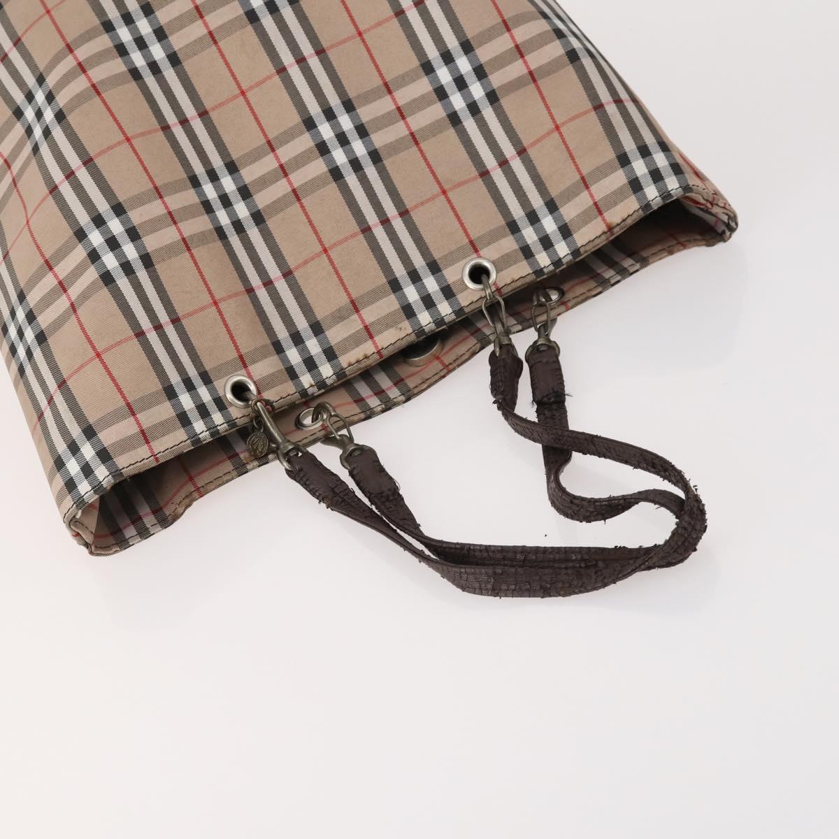 BURBERRY Nova Check Blue Label Bag Canvas nylon 5 Set Black Blue Auth fm5240