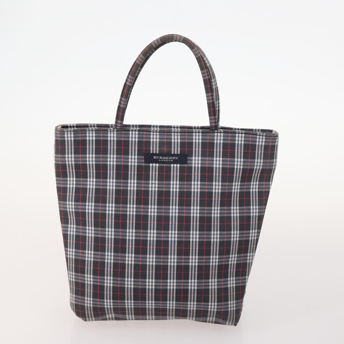 BURBERRY Nova Check Blue Label Bag Canvas nylon 5 Set Black Blue Auth fm5240