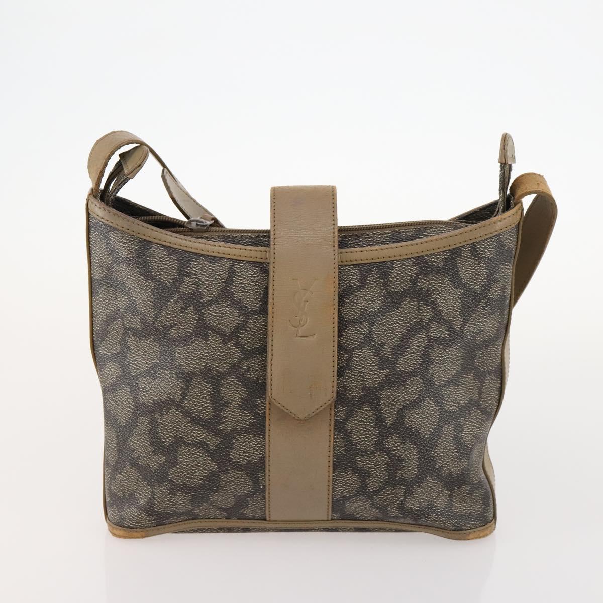 SAINT LAURENT Shoulder Bag PVC 4 Set Gray White Auth fm5241
