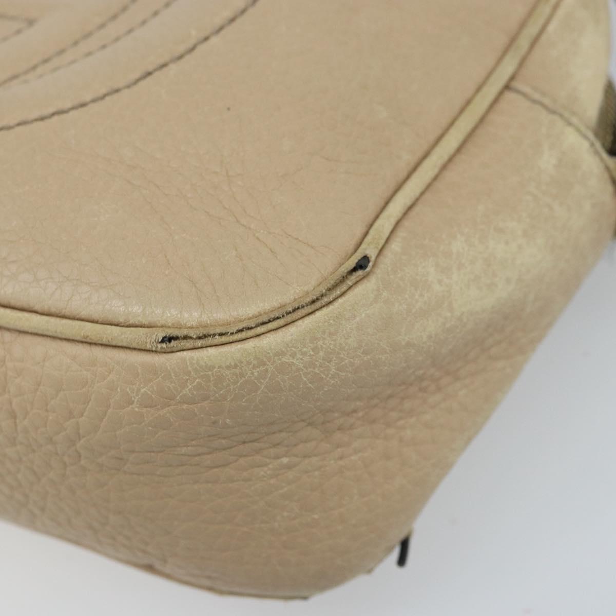 GUCCI Soho Shoulder Bag Leather Beige Gold 308361 Auth fm5252