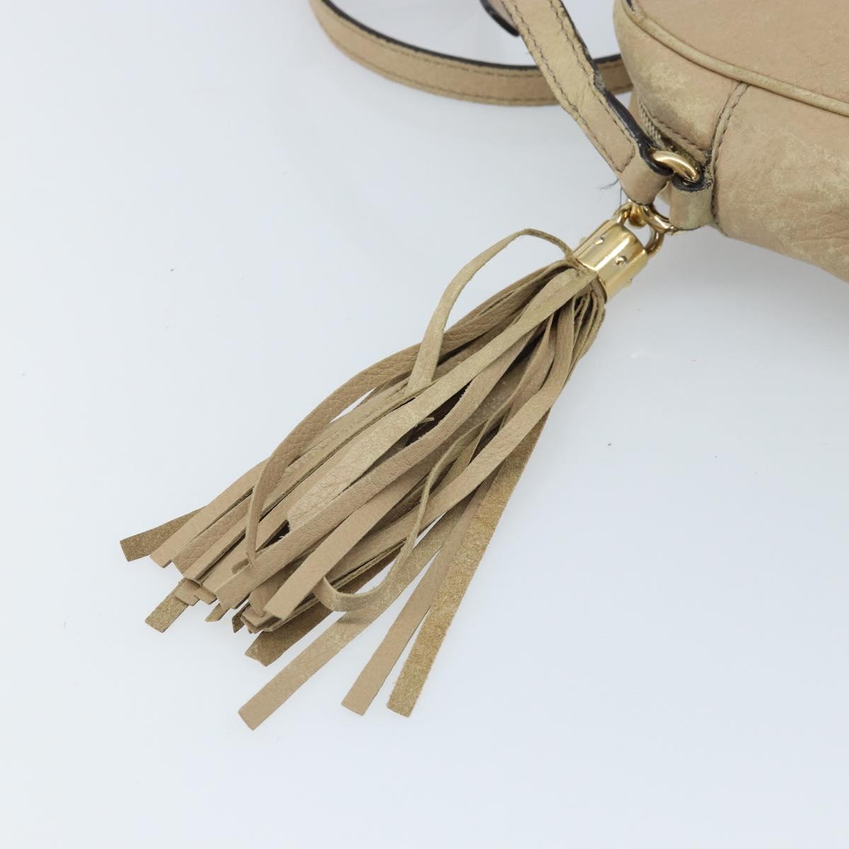 GUCCI Soho Shoulder Bag Leather Beige Gold 308361 Auth fm5252
