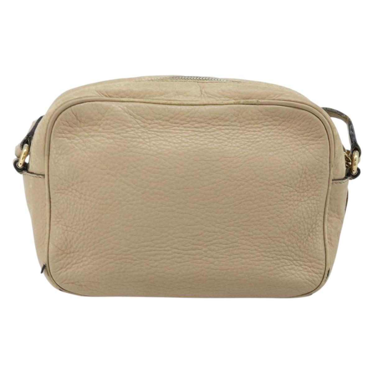 GUCCI Soho Shoulder Bag Leather Beige Gold 308361 Auth fm5252