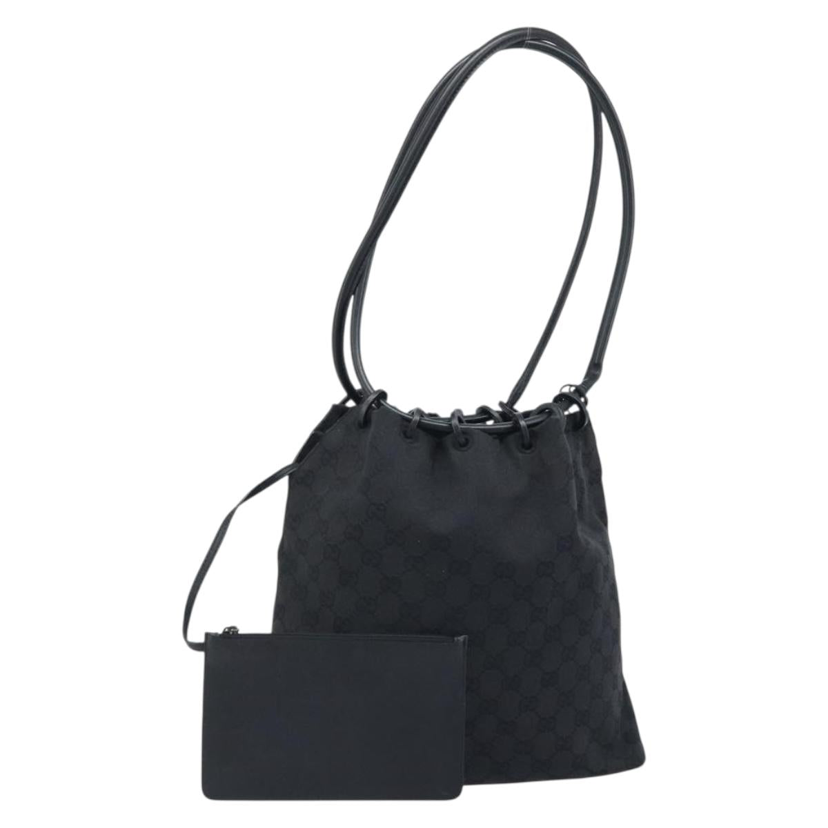 GUCCI GG Canvas Shoulder Bag Black Gold 002 1119 Auth fm5253