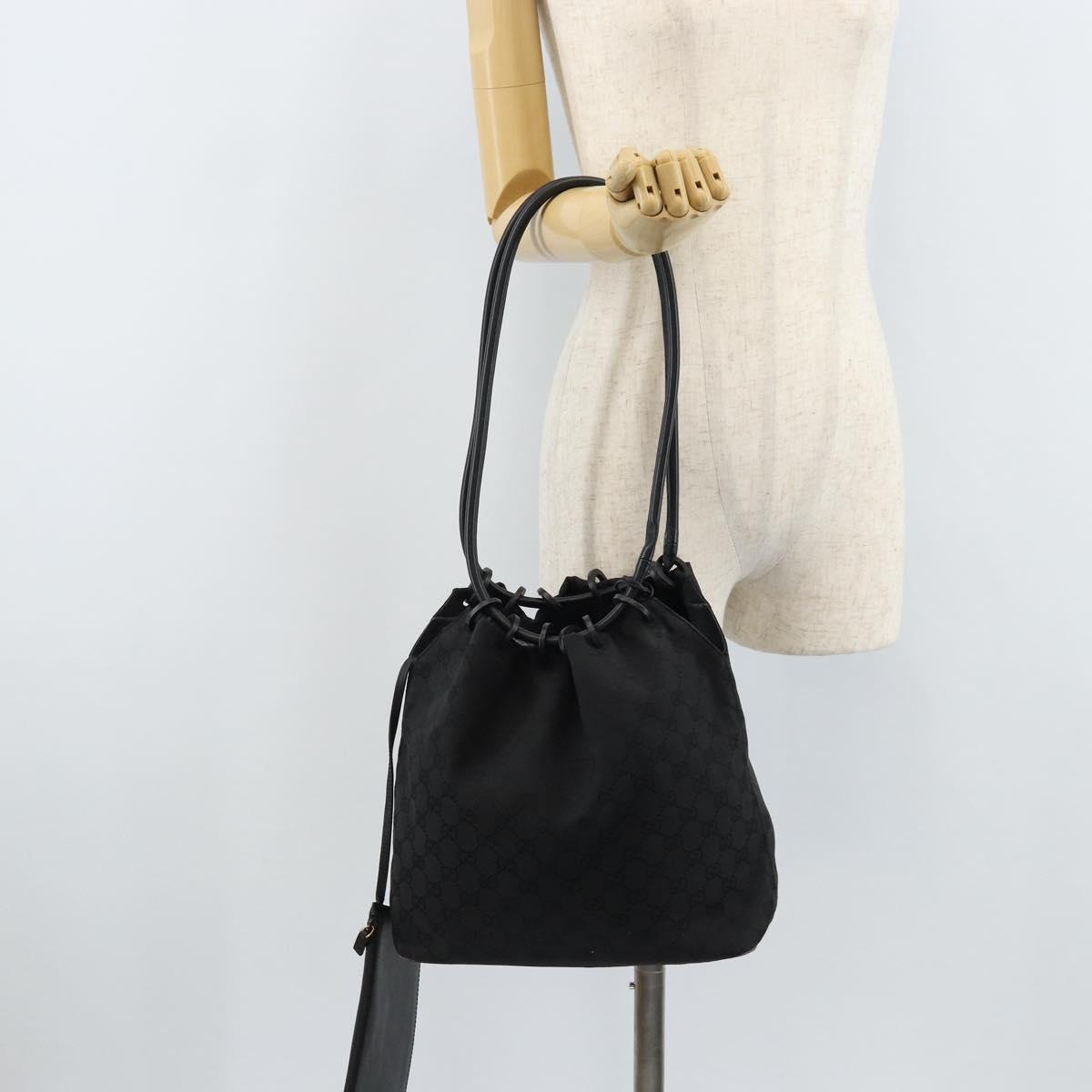 GUCCI GG Canvas Shoulder Bag Black Gold 002 1119 Auth fm5253