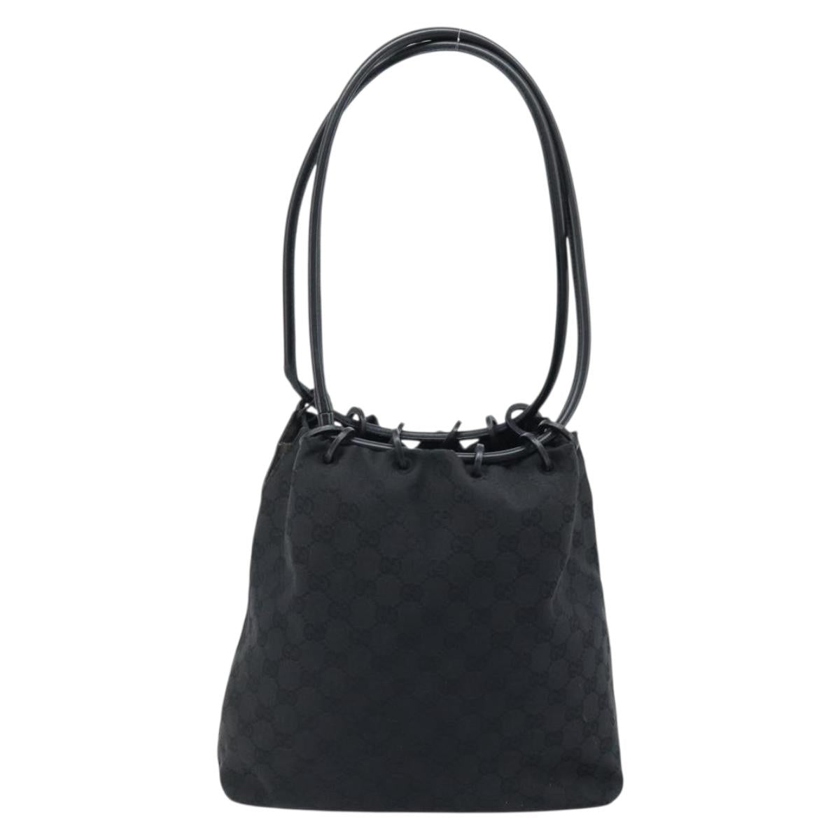 GUCCI GG Canvas Shoulder Bag Black Gold 002 1119 Auth fm5253