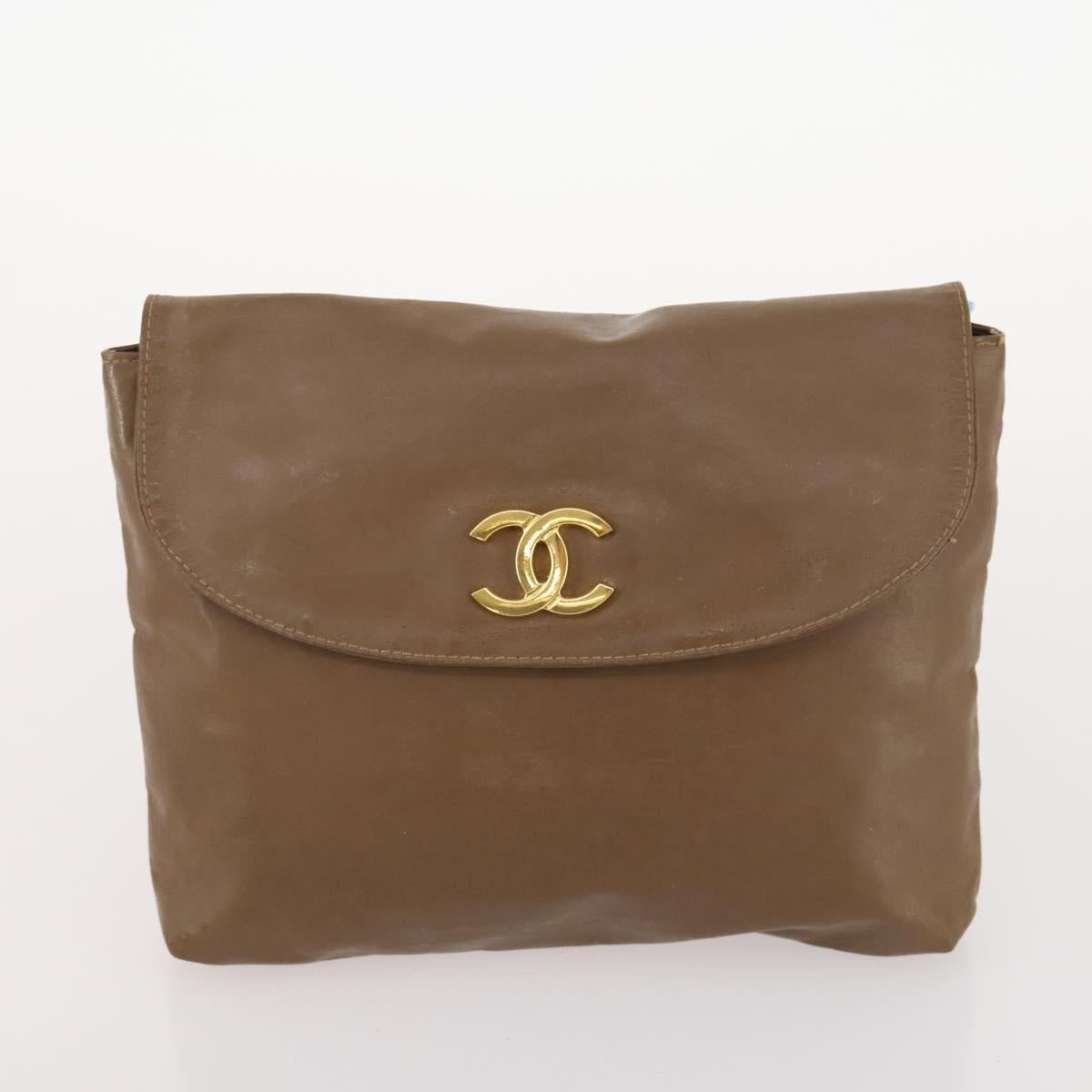 CHANEL COCO Mark Tote Bag Vinyl Brown CC Auth fm5255