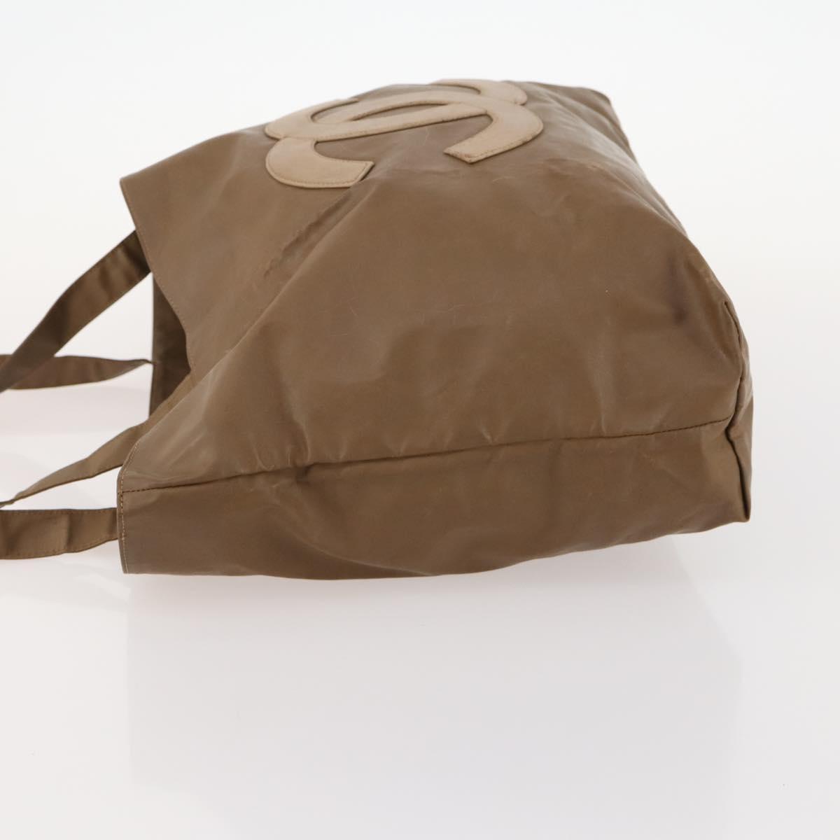 CHANEL COCO Mark Tote Bag Vinyl Brown CC Auth fm5255