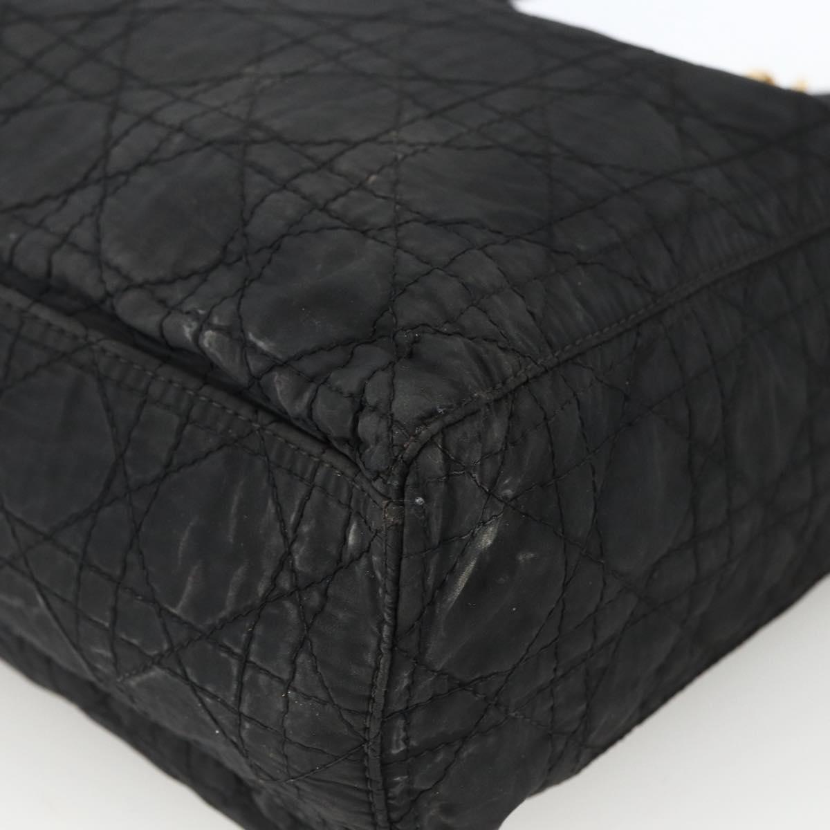 Christian Dior Canage Tote Bag Nylon Black Gold Auth fm5259