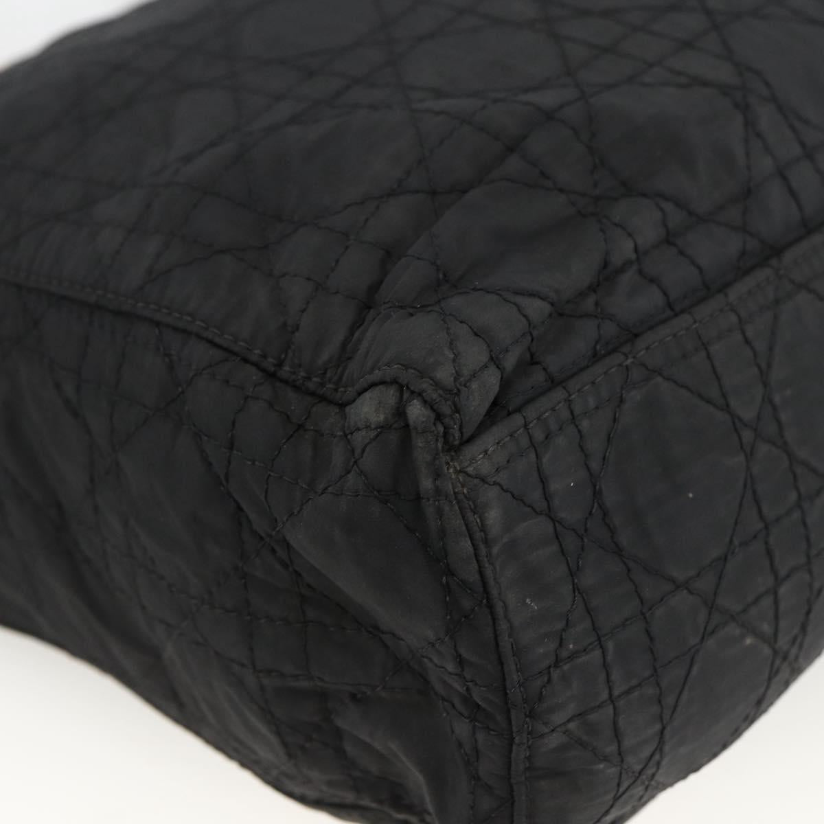 Christian Dior Canage Tote Bag Nylon Black Gold Auth fm5259
