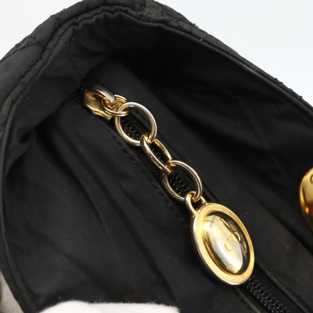 Christian Dior Canage Tote Bag Nylon Black Gold Auth fm5259
