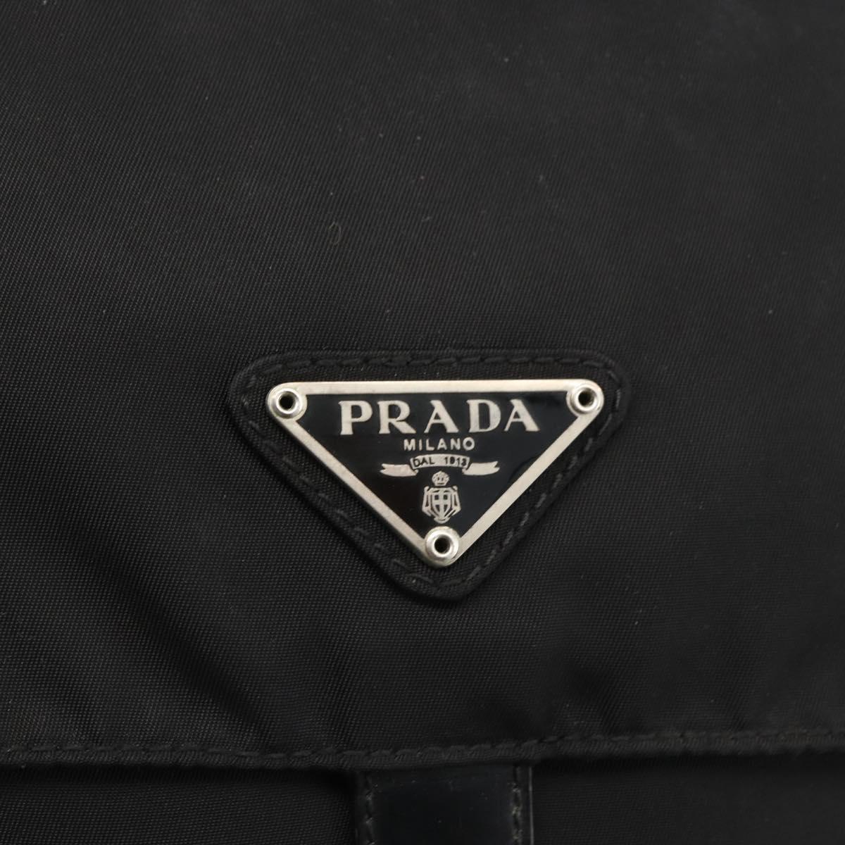 PRADA Shoulder Bag Nylon Black Silver Auth fm5260