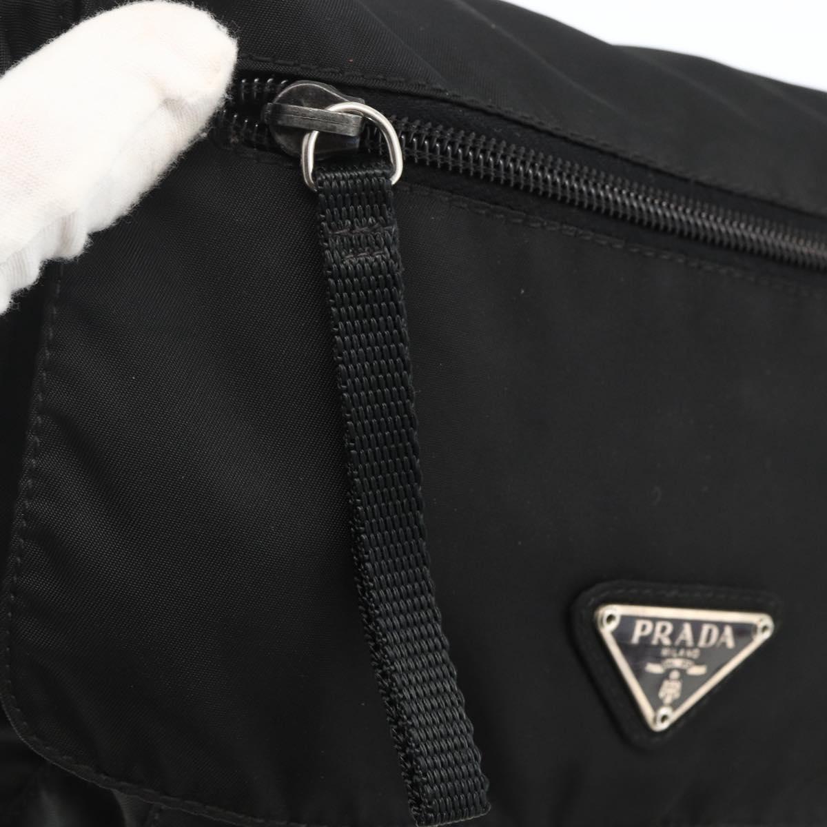 PRADA Shoulder Bag Nylon Black Silver Auth fm5260