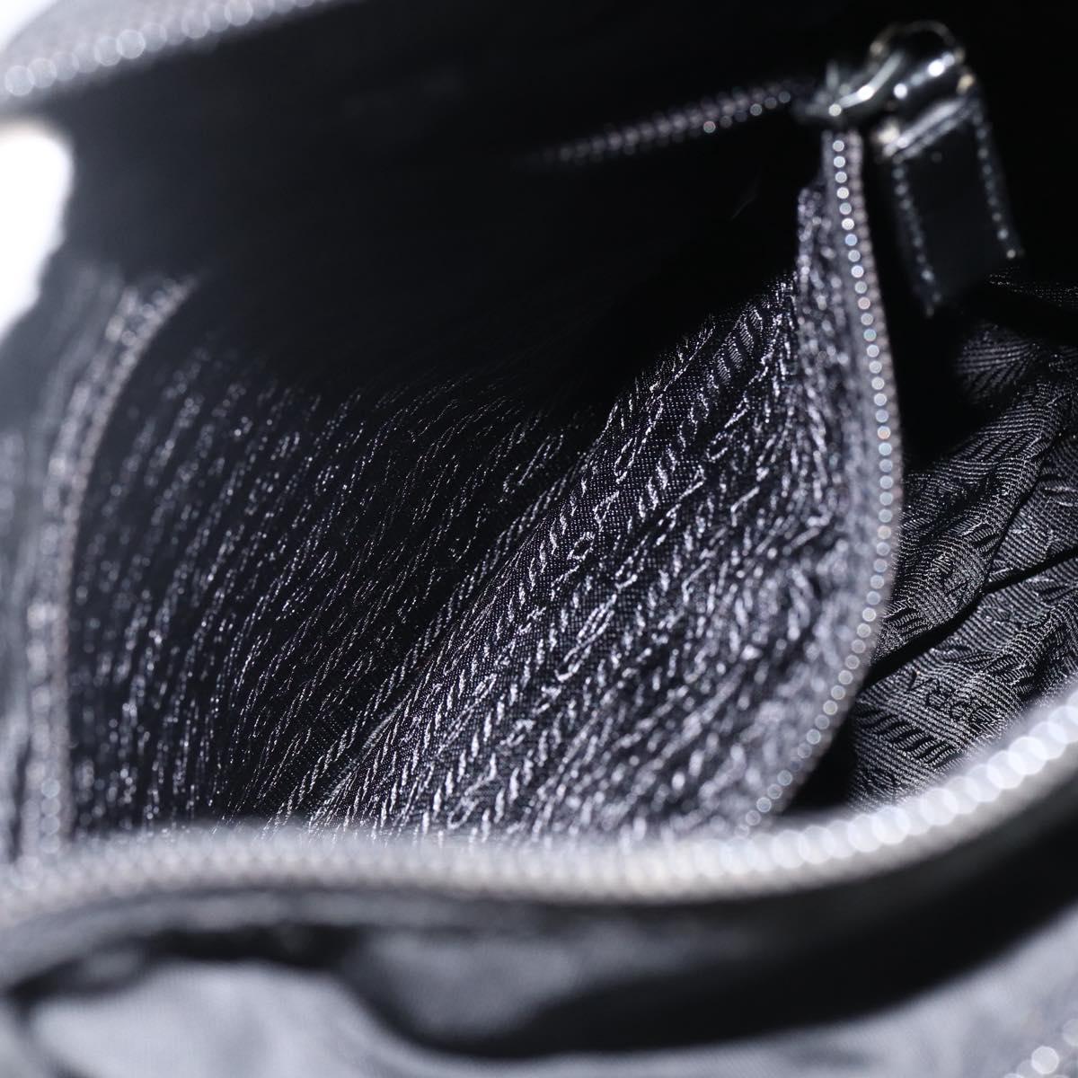 PRADA Shoulder Bag Nylon Black Silver Auth fm5260