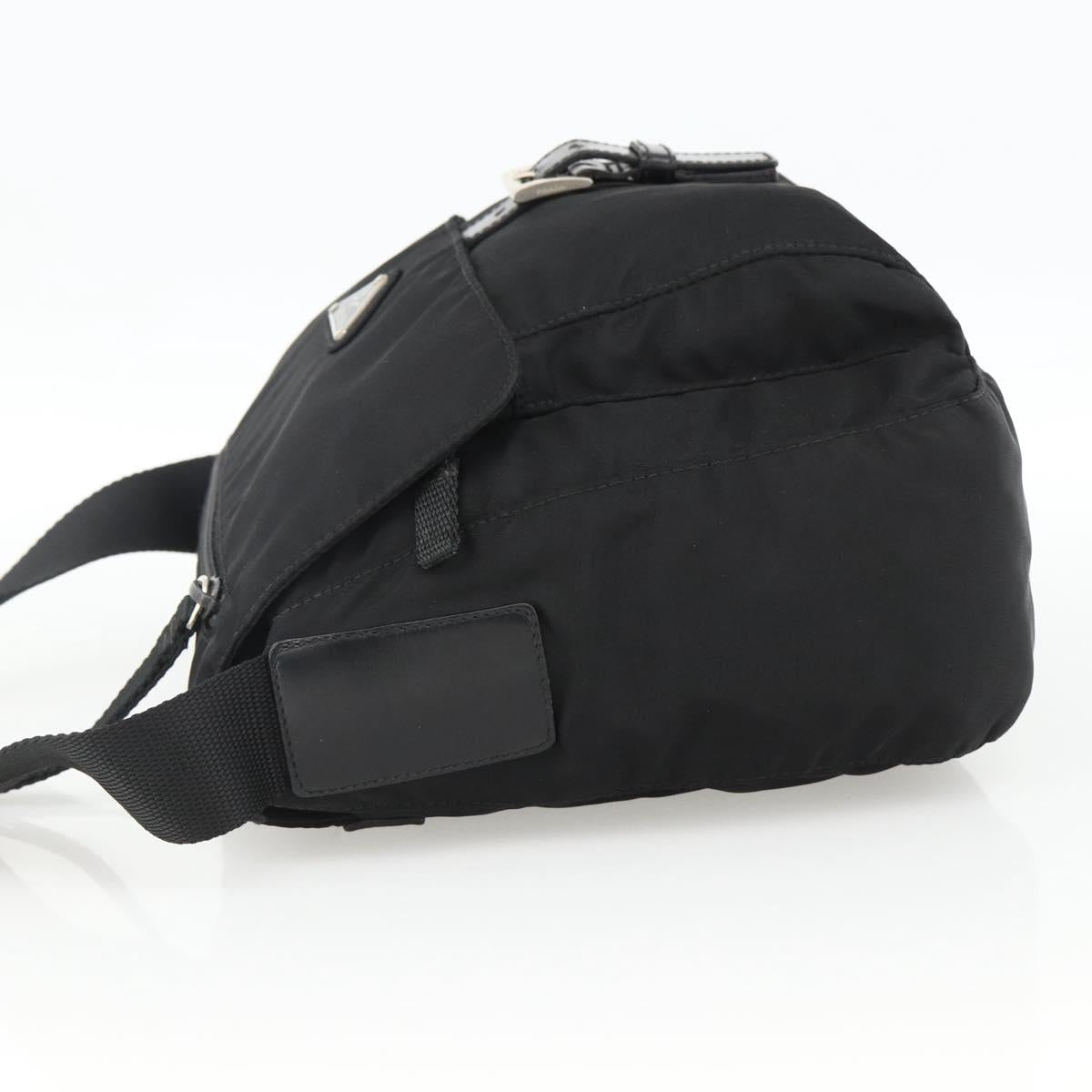 PRADA Shoulder Bag Nylon Black Silver Auth fm5260