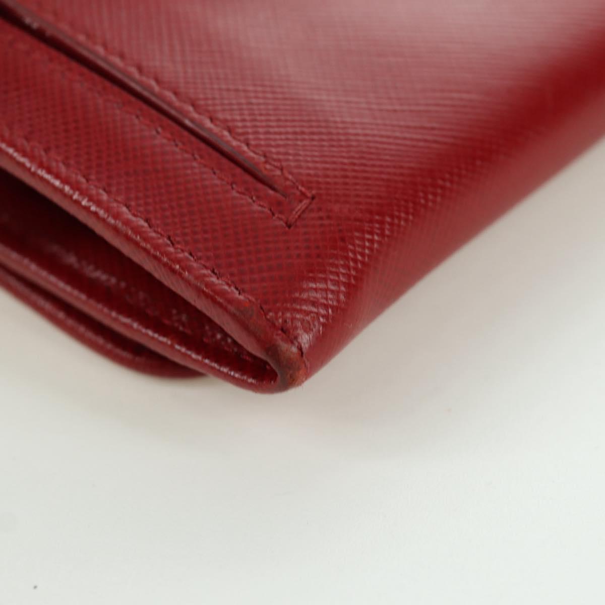 PRADA Long Wallet Safiano leather Red Gold Auth fm5264
