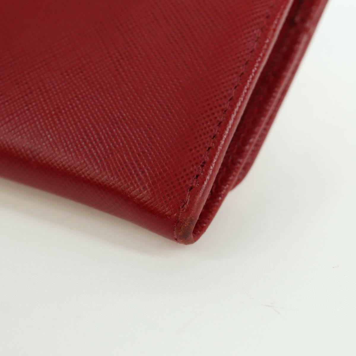 PRADA Long Wallet Safiano leather Red Gold Auth fm5264
