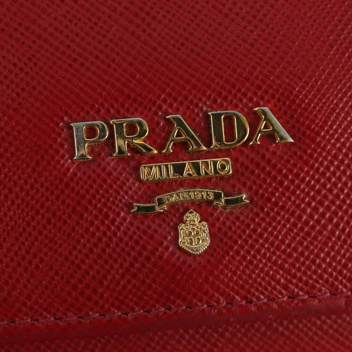 PRADA Long Wallet Safiano leather Red Gold Auth fm5264