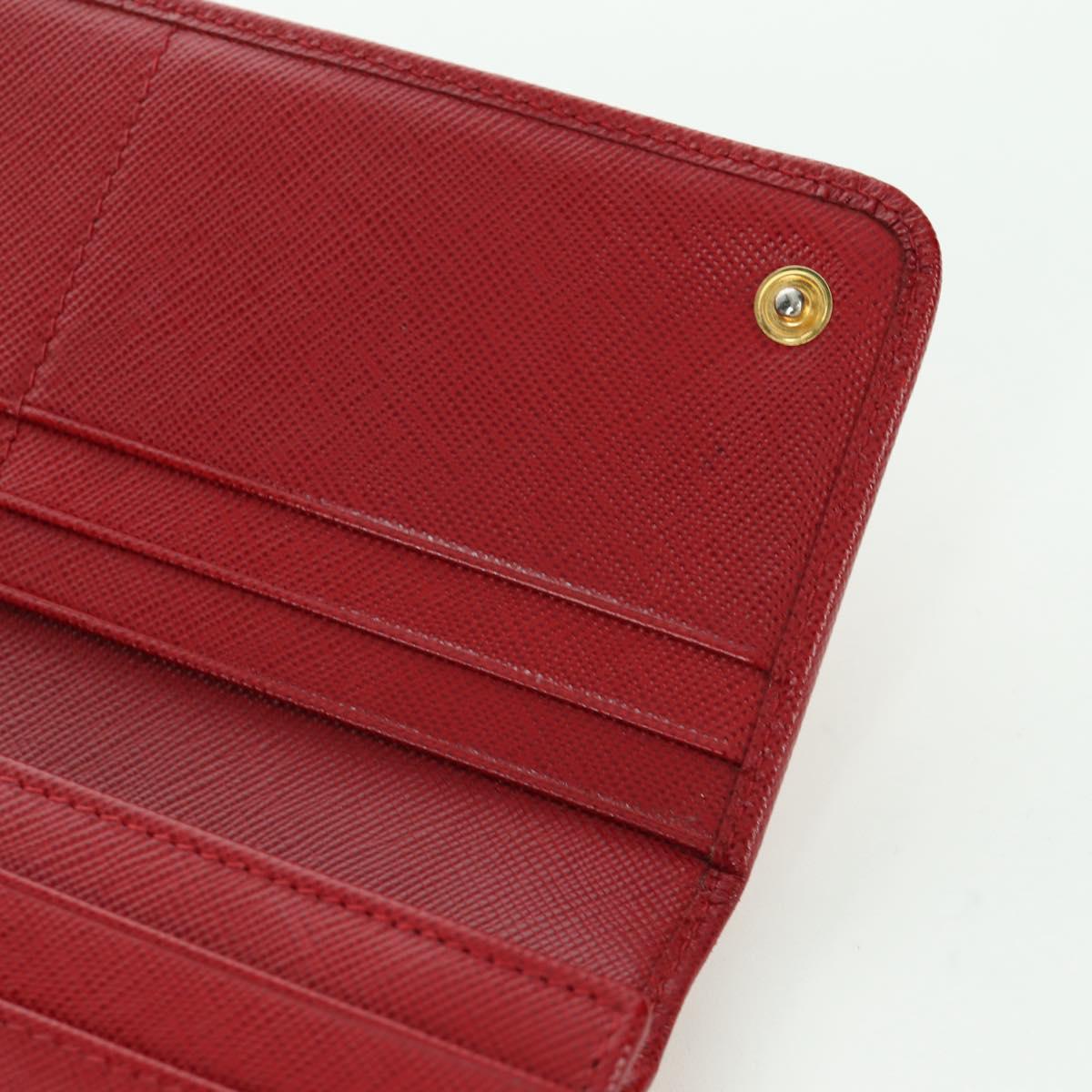 PRADA Long Wallet Safiano leather Red Gold Auth fm5264