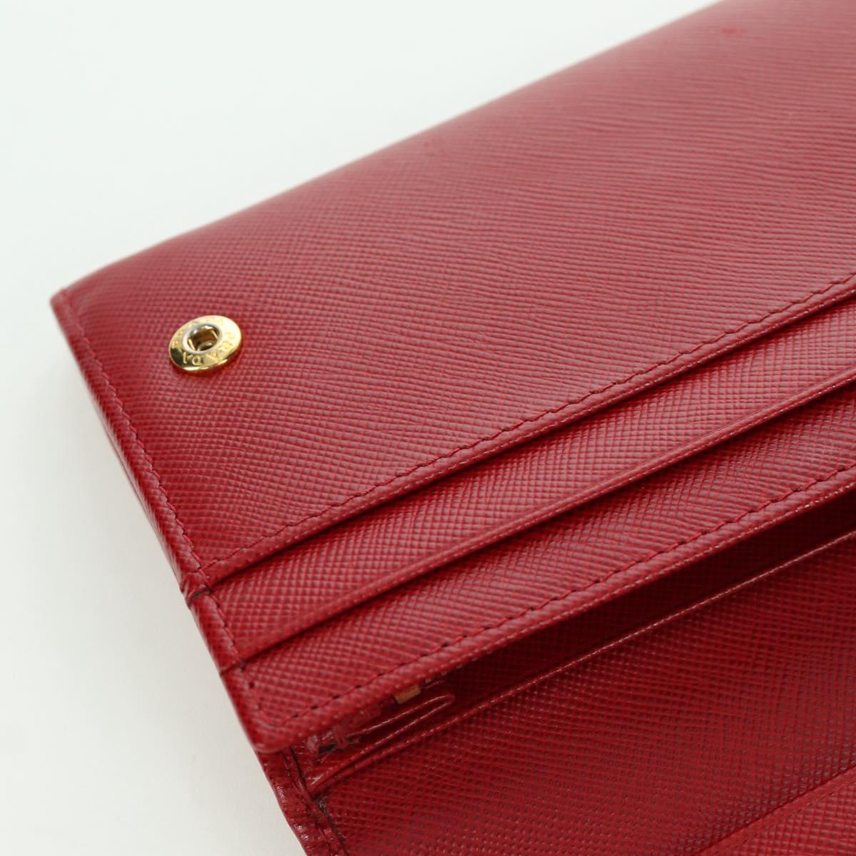 PRADA Long Wallet Safiano leather Red Gold Auth fm5264