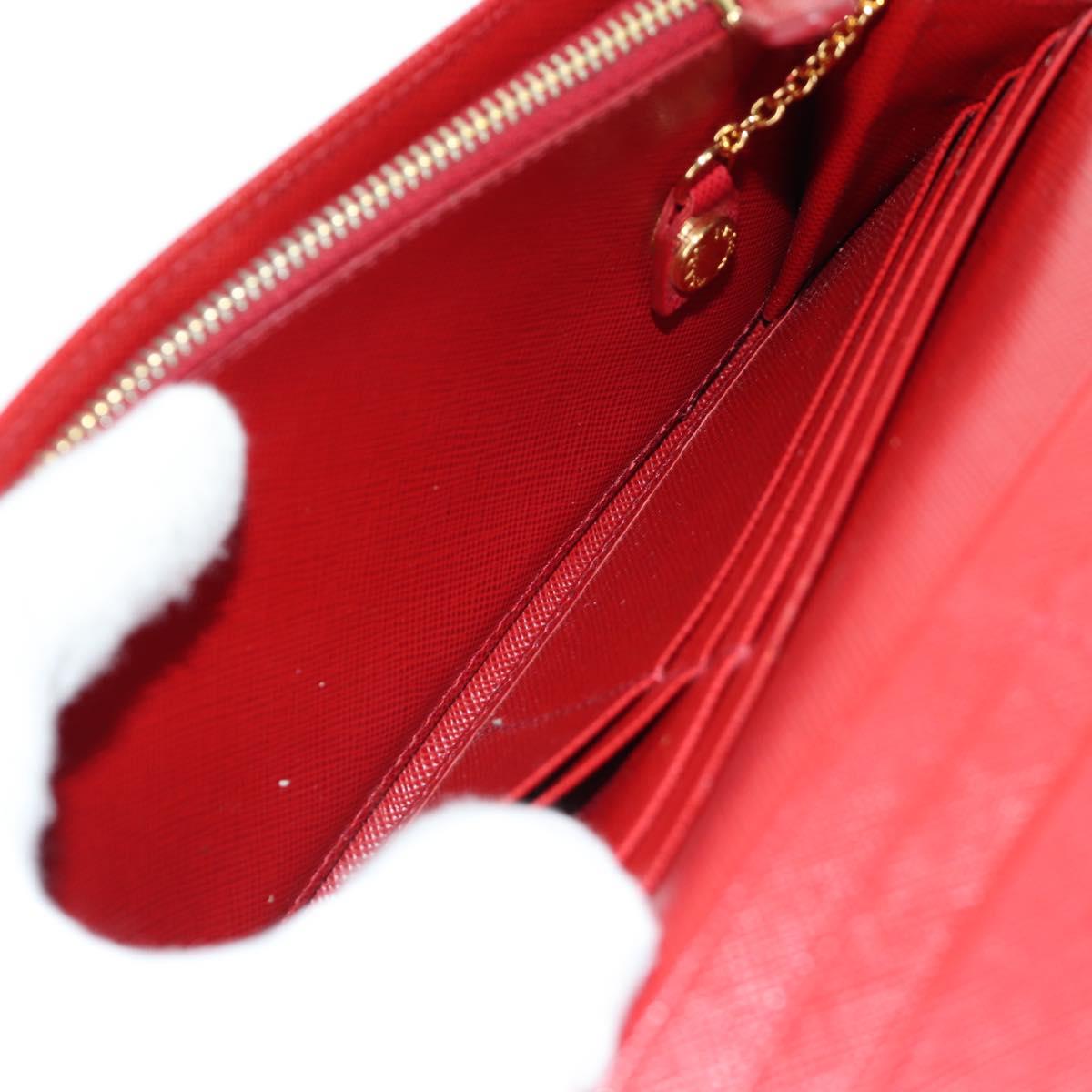 PRADA Long Wallet Safiano leather Red Gold Auth fm5264