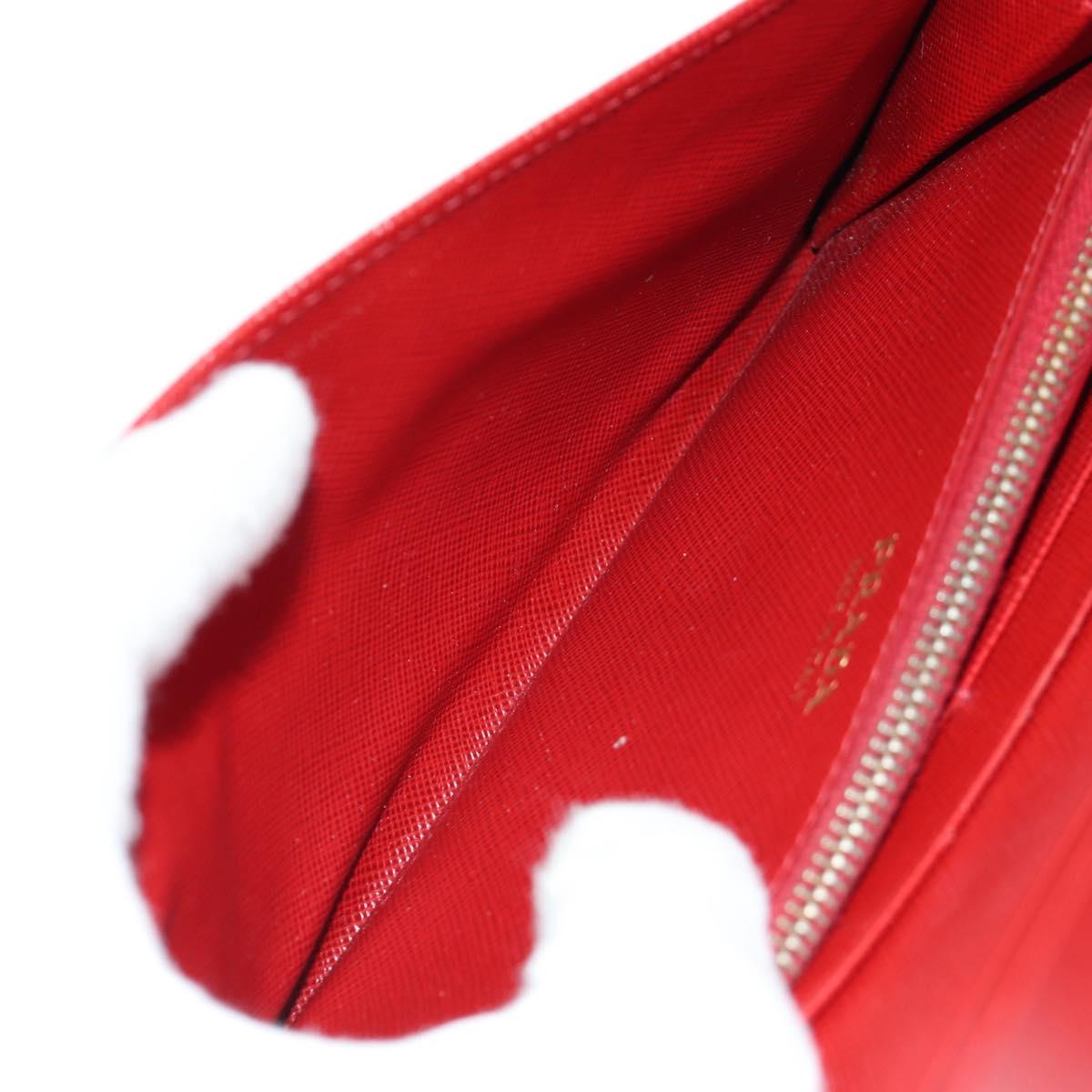 PRADA Long Wallet Safiano leather Red Gold Auth fm5264