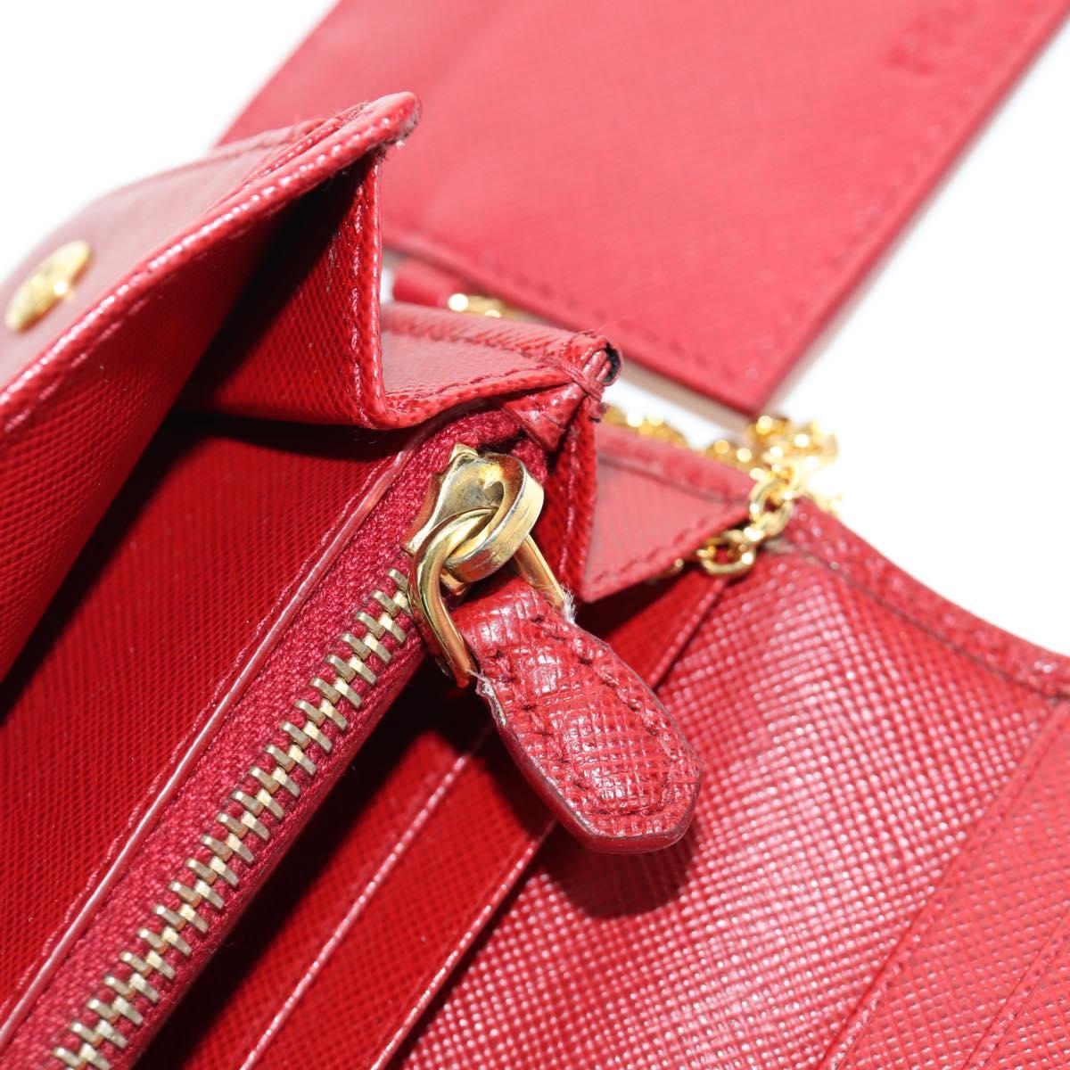 PRADA Long Wallet Safiano leather Red Gold Auth fm5264