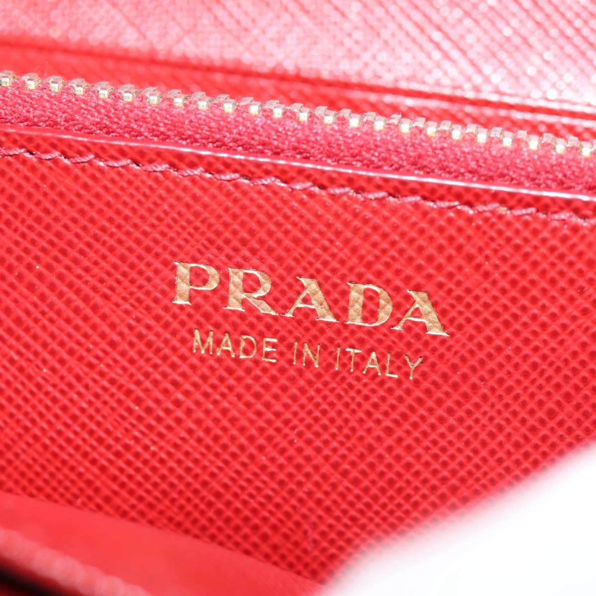 PRADA Long Wallet Safiano leather Red Gold Auth fm5264