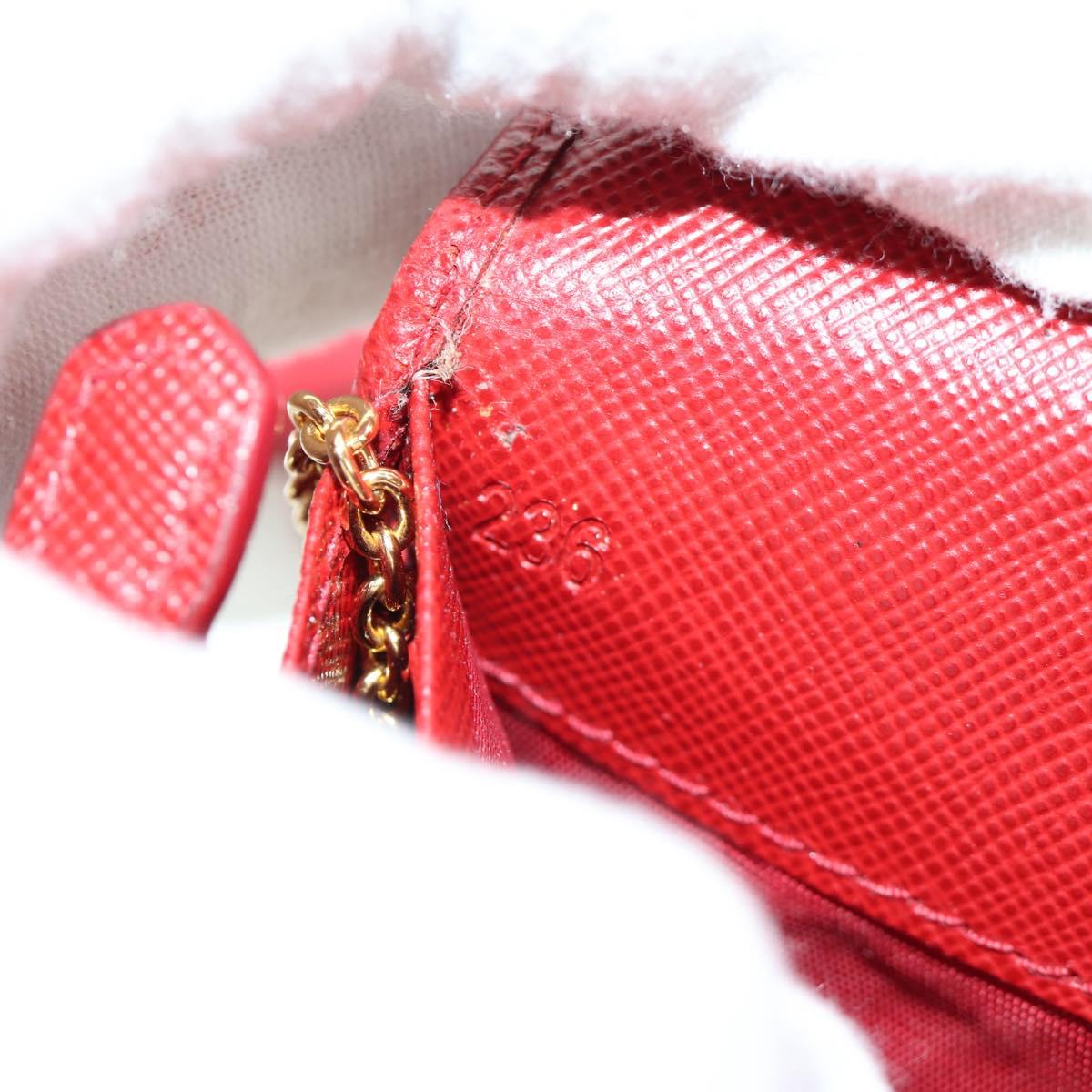PRADA Long Wallet Safiano leather Red Gold Auth fm5264