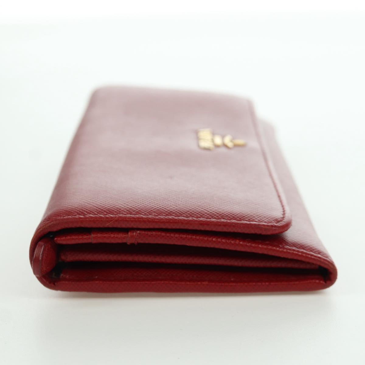 PRADA Long Wallet Safiano leather Red Gold Auth fm5264