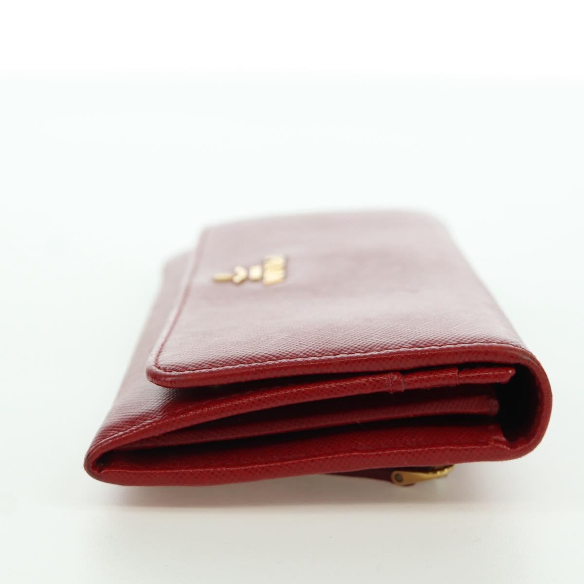 PRADA Long Wallet Safiano leather Red Gold Auth fm5264