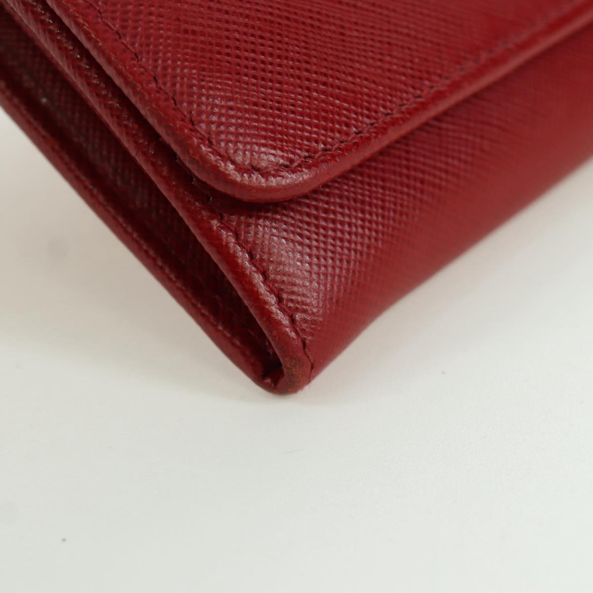 PRADA Long Wallet Safiano leather Red Gold Auth fm5264