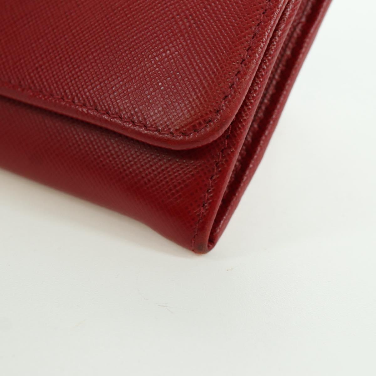 PRADA Long Wallet Safiano leather Red Gold Auth fm5264