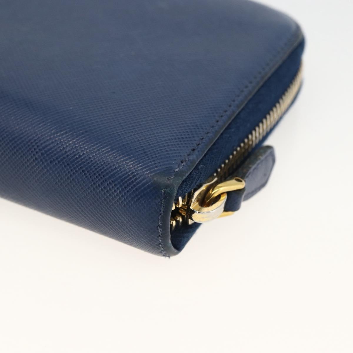 PRADA Long Wallet Safiano leather Navy Gold Auth fm5265