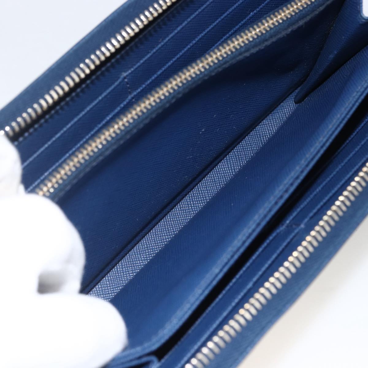 PRADA Long Wallet Safiano leather Navy Gold Auth fm5265