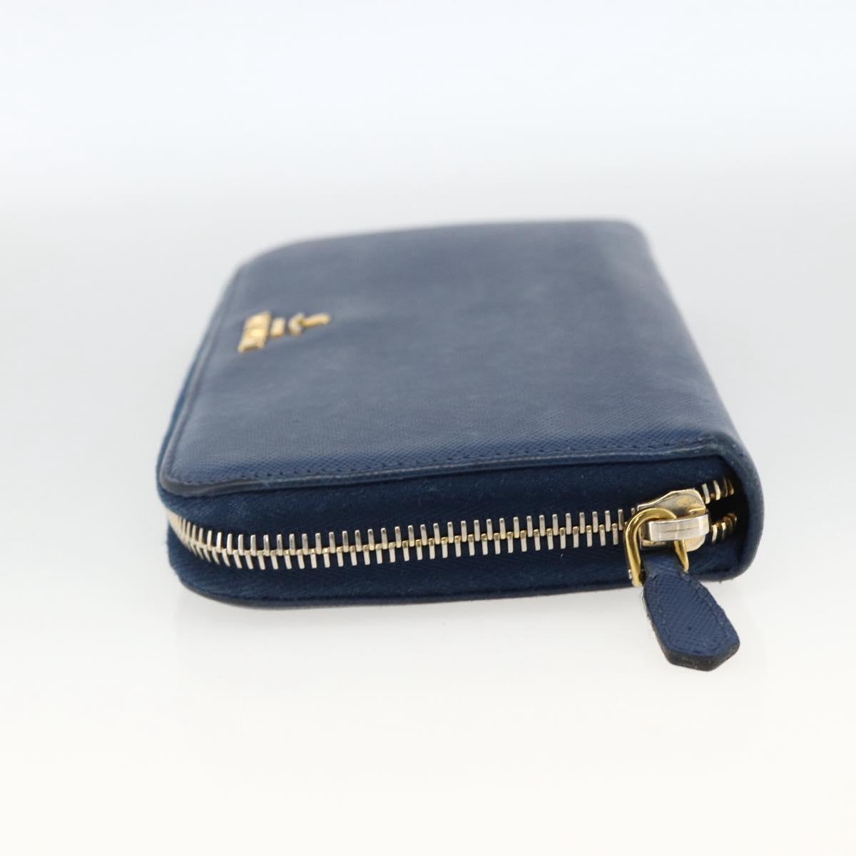 PRADA Long Wallet Safiano leather Navy Gold Auth fm5265