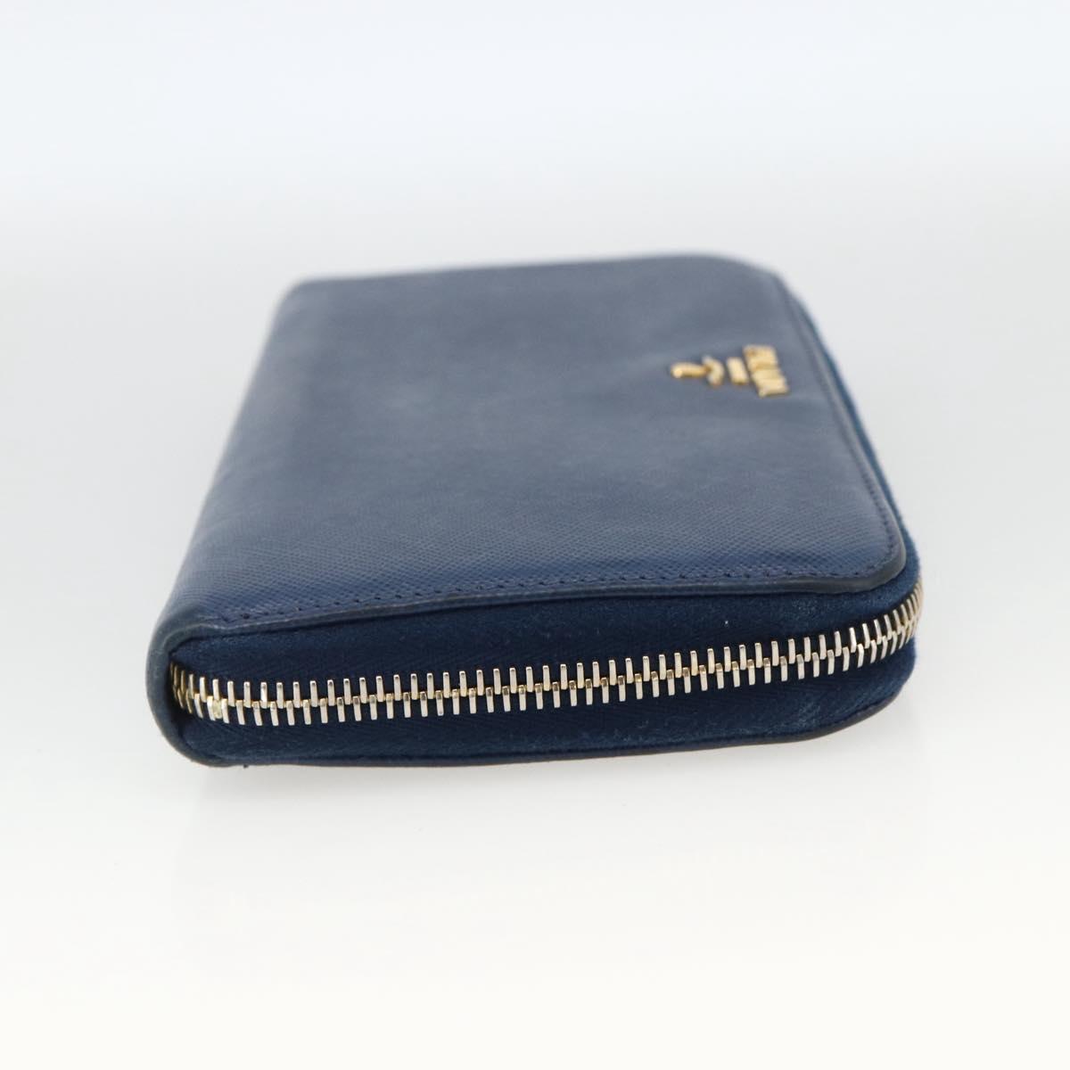 PRADA Long Wallet Safiano leather Navy Gold Auth fm5265