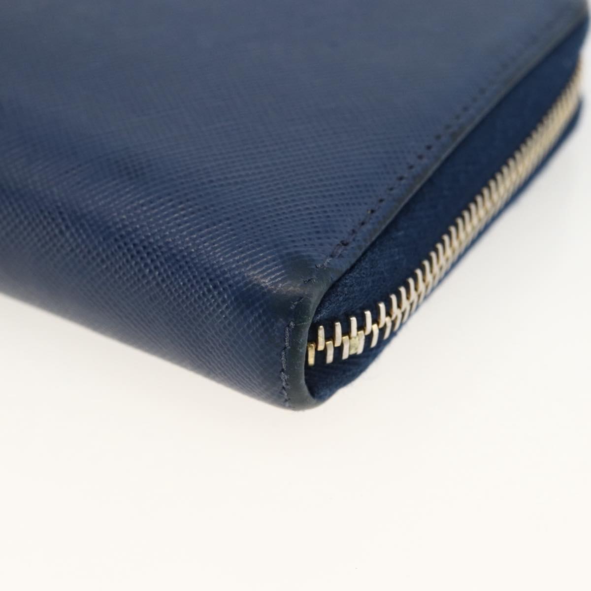 PRADA Long Wallet Safiano leather Navy Gold Auth fm5265