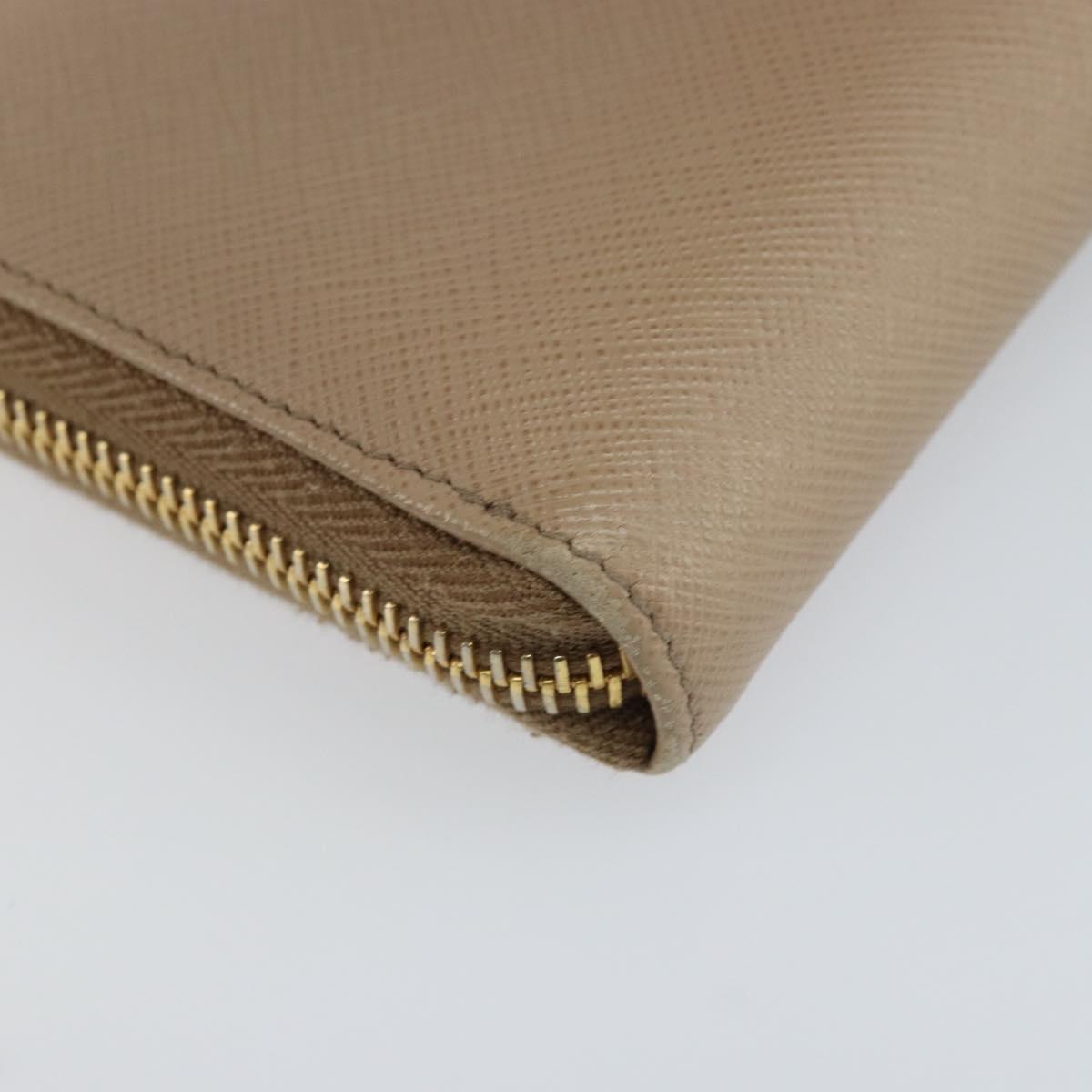 PRADA Ribbon Long Wallet Safiano leather Beige Gold Auth fm5266