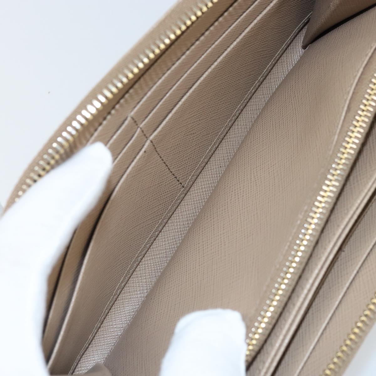 PRADA Ribbon Long Wallet Safiano leather Beige Gold Auth fm5266
