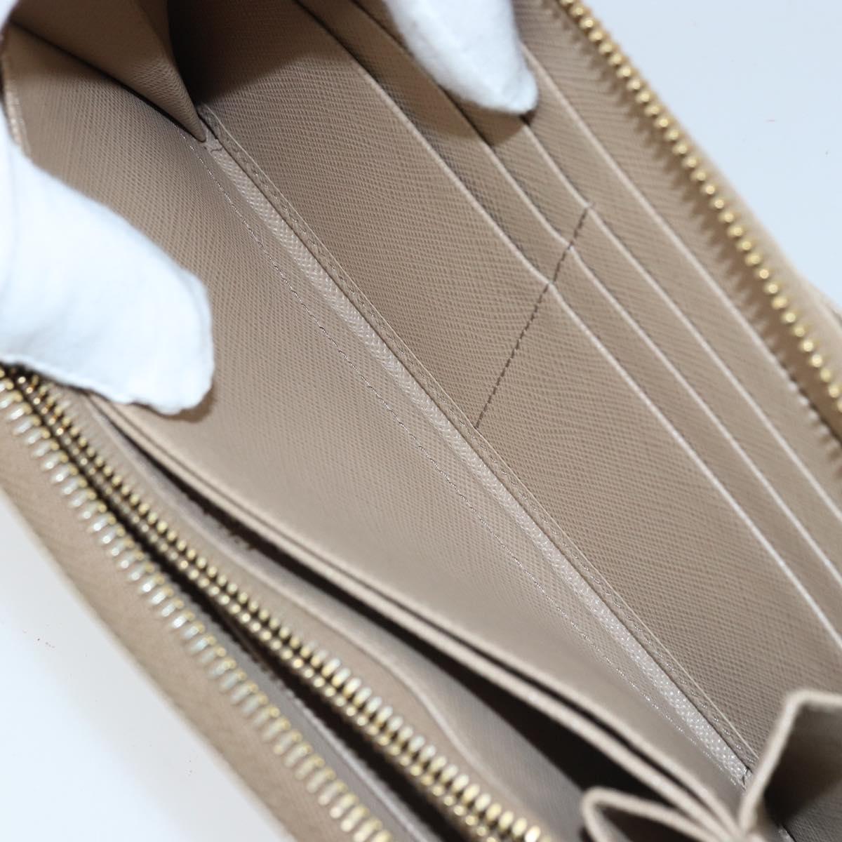 PRADA Ribbon Long Wallet Safiano leather Beige Gold Auth fm5266