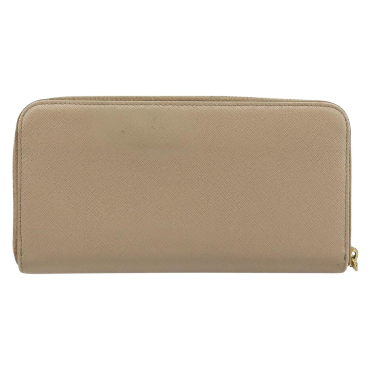 PRADA Ribbon Long Wallet Safiano leather Beige Gold Auth fm5266