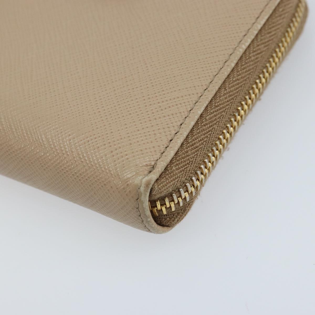 PRADA Ribbon Long Wallet Safiano leather Beige Gold Auth fm5266