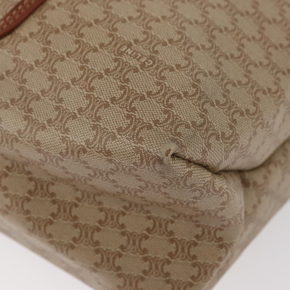 CELINE Macadam Canvas Tote Bag PVC Beige Gold Auth fm5278
