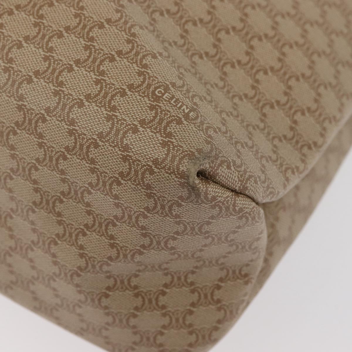 CELINE Macadam Canvas Tote Bag PVC Beige Gold Auth fm5278