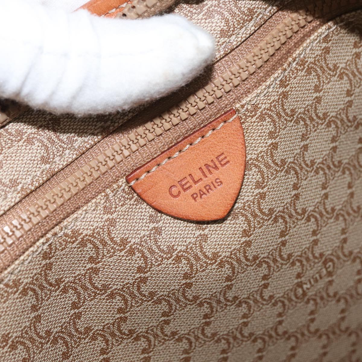 CELINE Macadam Canvas Tote Bag PVC Beige Gold Auth fm5278