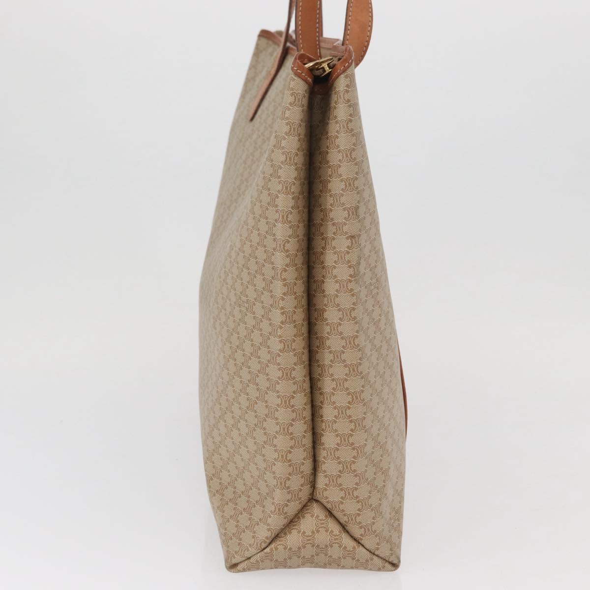 CELINE Macadam Canvas Tote Bag PVC Beige Gold Auth fm5278