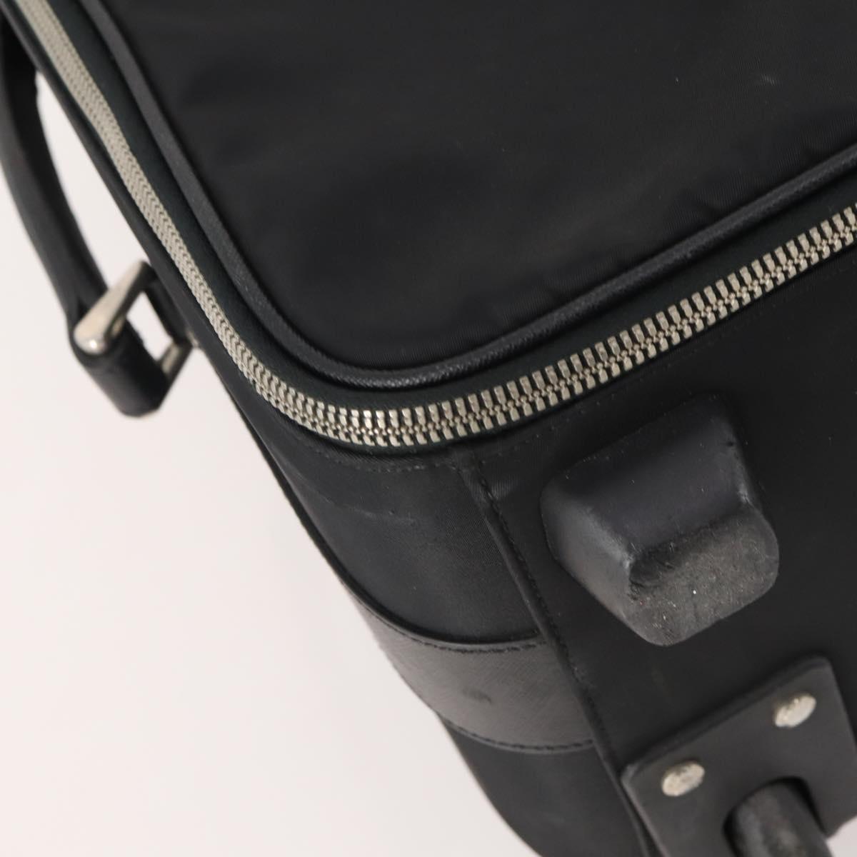 PRADA Carry Case Trunk Nylon Black Silver Auth fm5302